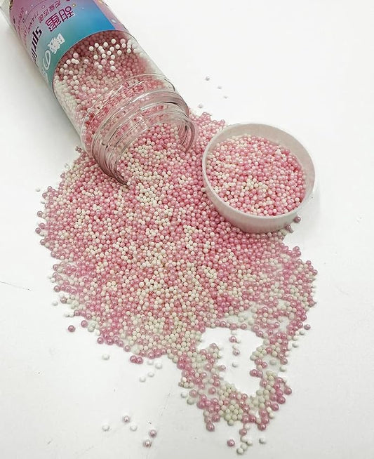 Pink White Christmas Sprinkles, 2mm Mini Pearls Ball Valentines, Cake Sprinkles, Gluten Free, Cookies, Chocolate, Fondant, Princess Topping, Ice Cream, Edible, Dessert Decoration