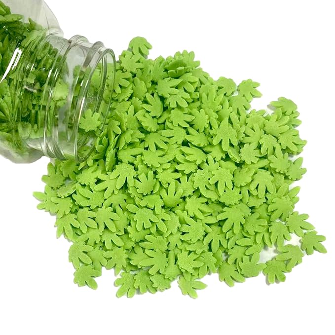 Sentovac Leaf Sprinkles Grass Green St Patricks Day Edible Sprinkle for Cake Decorating Candy Cupcake Cake Topper Cookie Baking Decorations