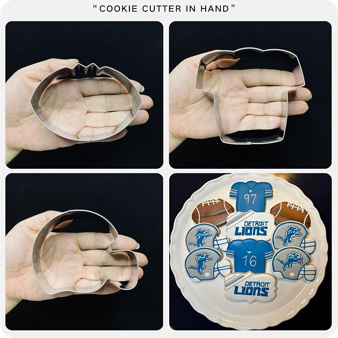 LUBTOSMN New Football Cookie Cutter Set-3 Piece-3.5 inch-Football, Football Helmet and Jersey Fondant Biscui Cutters
