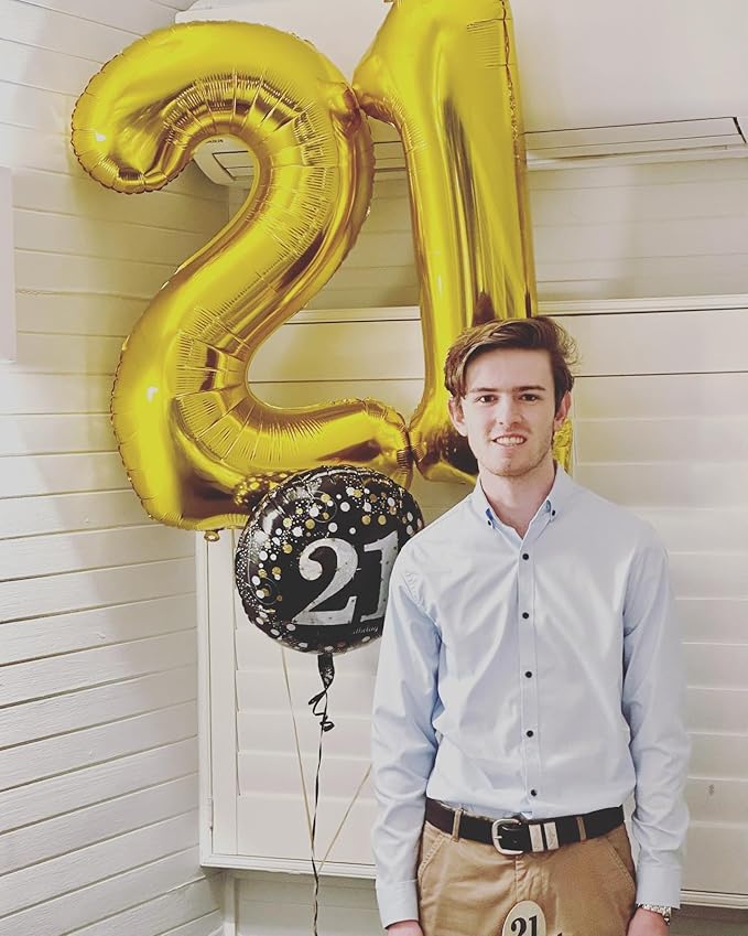 Gold Number 20 Balloon 40 inch, 20 Number Balloons, 20th Gold Birthday Decorations, 20 Year Old Girls Boys Golden Party Supplies