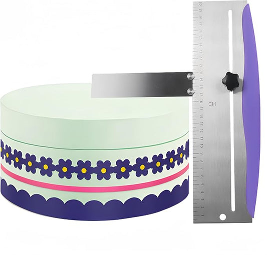 12 Inch Stainless Steel Cake Scraper, Cake Scraper Smoother Leveler and Smoother, Icing Spatula, cake leveler adjustable Kitchen Spatula for Mousse, Cheese, Cream Cake, 30.5 * 9cm
