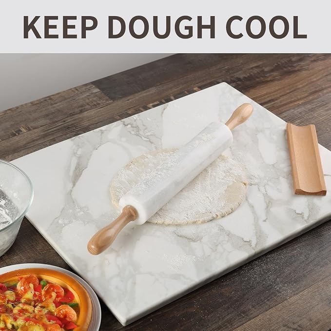 Koville Marble Rolling Pin, Non-Stick African Stone Polished Dough Roller