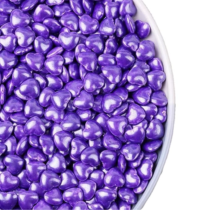 Purple Sprinkles Heart-shaped Cake Sprinkles 130g 4.6OZ,Cookie Sprinkles for cake decoration,Sugar Pearl, Edible Candy Pearls for Cake Cupcake Decorationg (Purple)