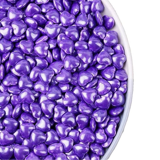 Purple Sprinkles Heart-shaped Cake Sprinkles 130g 4.6OZ,Cookie Sprinkles for cake decoration,Sugar Pearl, Edible Candy Pearls for Cake Cupcake Decorationg (Purple)