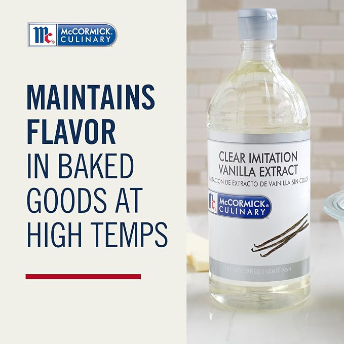 McCormick Culinary Clear Imitation Vanilla Extract, 32 fl oz (Pack of 6) - Six 32 Fluid Ounce Bottles of Clear Vanilla Flavoring for Baking, Perfect in Baked Goods, Frostings, Custards and Desserts