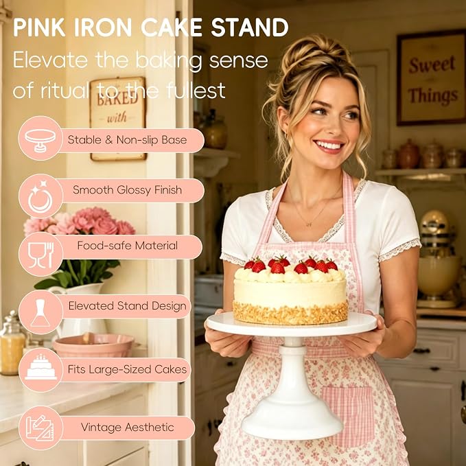 Three-piece Cake Stand Set, Metal Round Trays, 8-inch, 10-inch, and 12-inch, for Dessert Table displays; Perfect for Christmas, Thanksgiving, Birthdays, Weddings, and Other Celebrations(White)