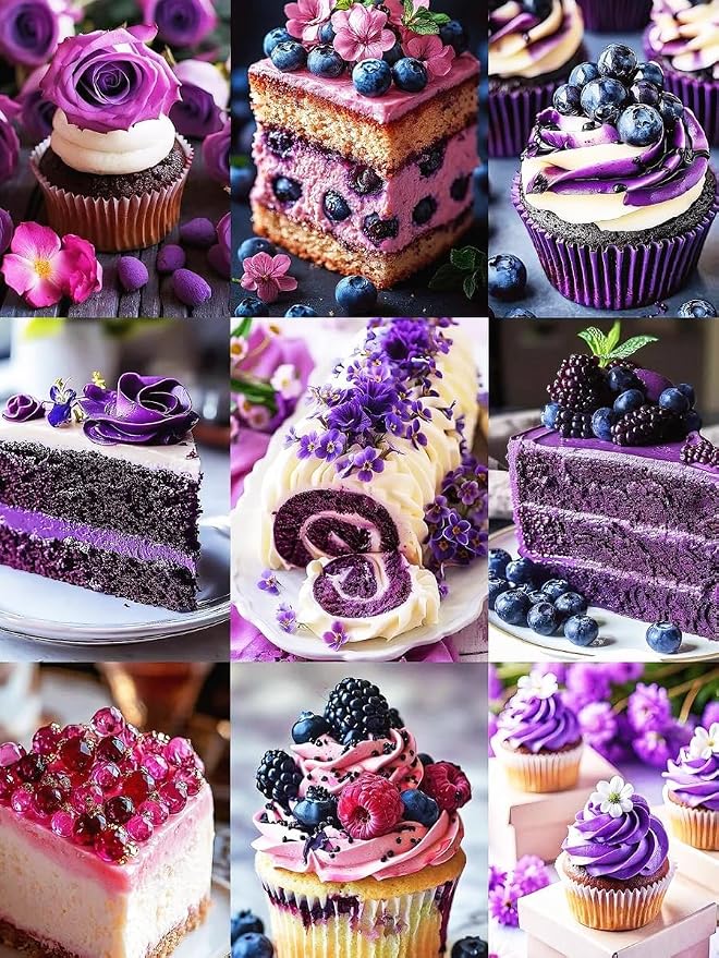 Edible Purple Pearl Sprinkles for Cake Decorating, Mixing 4 Sizes Purple Sugar Cupcake, Ice Cream, Donuts, Macaron Toppings Supplies 90g/ 3.17oz