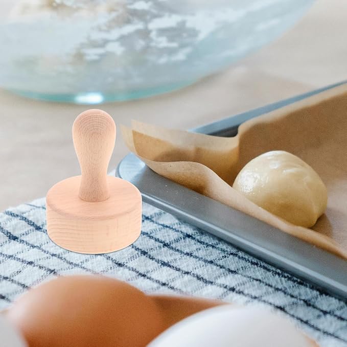 PRETYZOOM Tart Tamper with Wooden Handle – 3.85"" x 2.79"" x 2.79"" Pastry Press Rod for Consistent French Tart Shell Shaping & Crust Tamping – for Baking, DIY Desserts, Chefs & Beginners