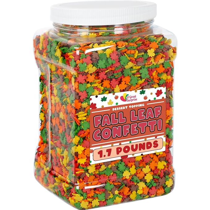 Thanksgiving Sprinkles - 1.7 Pounds - Fall Leaf Sprinkles for Baking - Autumn Leaf Shapes - Toppings for Cupcakes, Cookies, Cake Decorating
