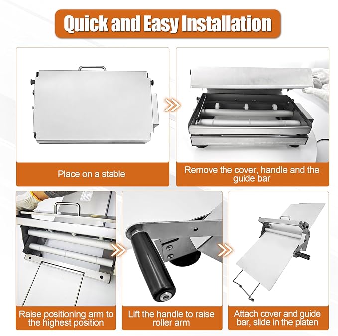 40.9''x15.5" Folding Dough Sheeter with Sheeter Board Stainless Steel Adjustable Manual Dough Sheeter Roller Machine for Croissants Pizza Pie Crust and Pastry