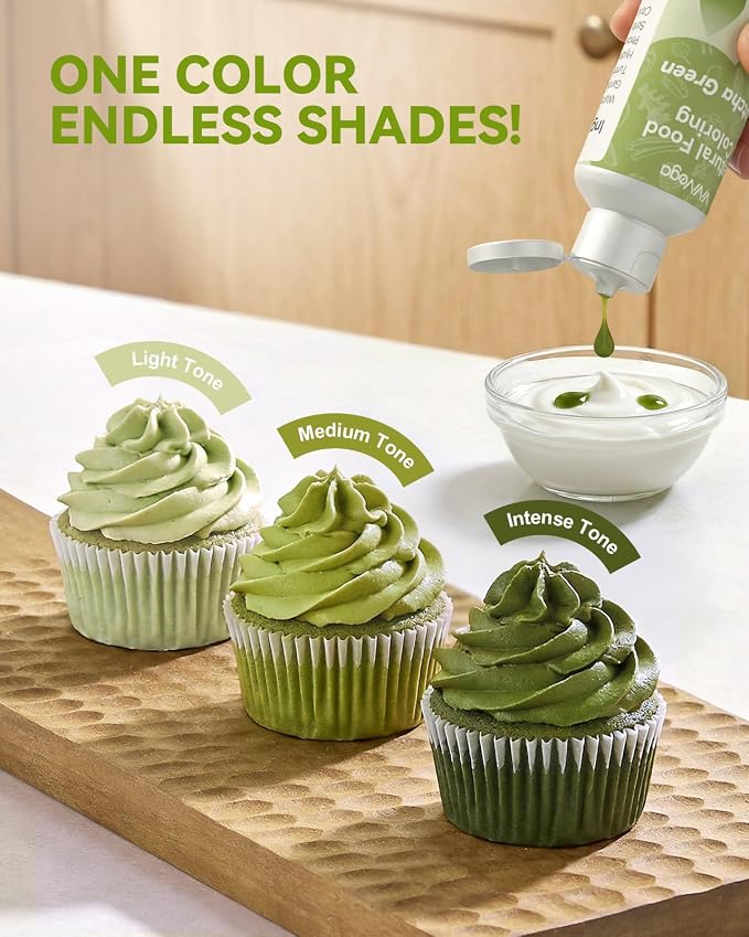 Dye-Free Food Coloring, Natural Food Coloring Gel No Artificial Dyes, Non-Toxic, Natural Food Dye for Icing, Frosting, Cake Decorating, 40 Milliliters - Matcha Green