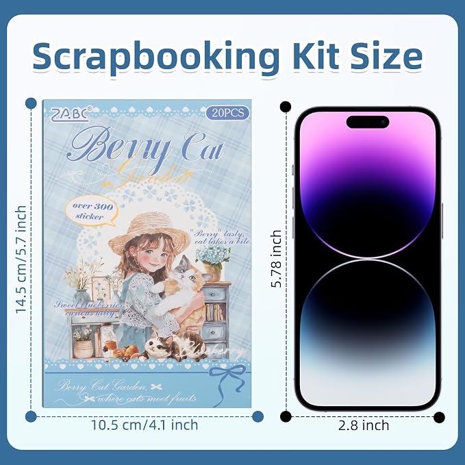 Cat Series Sticker Scrapbooking Supplies for Junk Journal, 20 Sheets PET Stickers