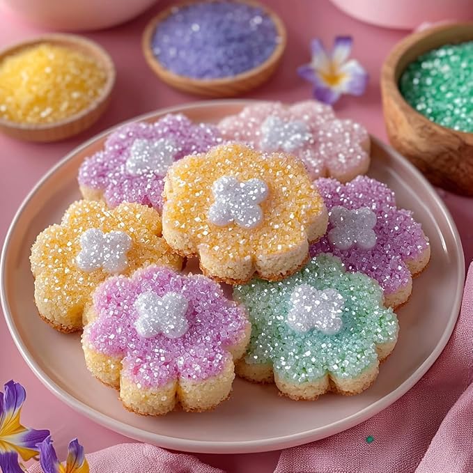 Sanding Sugar Crystals, 6.35 oz Edible Sparkling Sugar for Baking Topping, Cupcakes, Cookies, Ice Cream & Cake Decorating, Wedding Party Christmas Supplies, Orange, Purple, Green, Red, Yellow, Blue