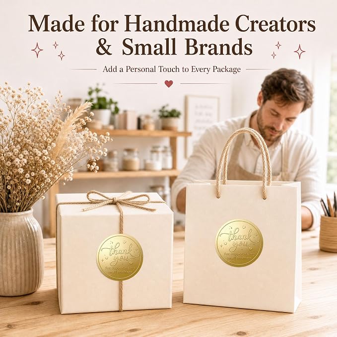 100PCS Thank You for Supporting My Small Business Stickers,Matt Gold Foil Labels for Boutique Packaging, Bakery Boxes, Dessert Treat Bags, Shipping Mailers, Handmade Sellers & Small Shops.1.6 inch