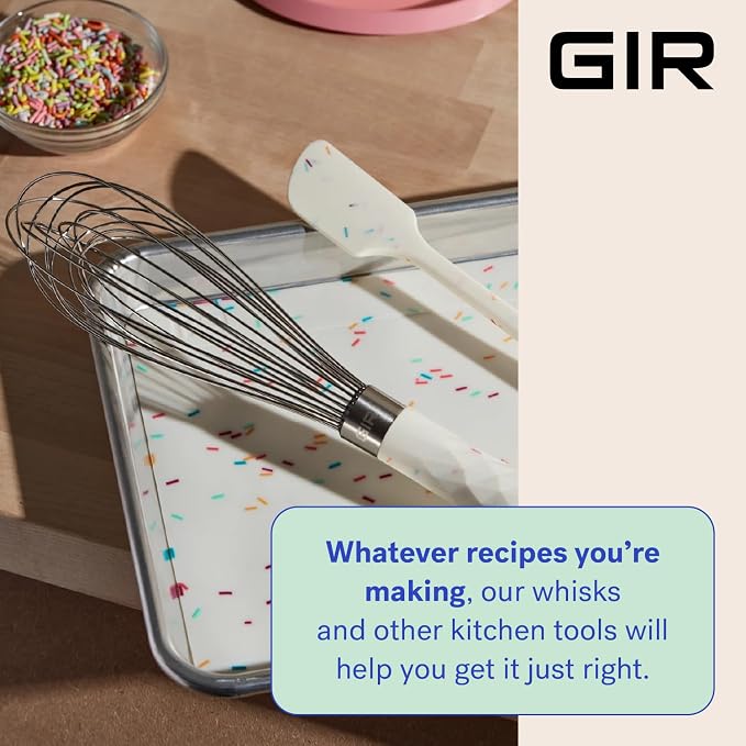 GIR: Get It Right 11" Stainless Steel Kitchen Whisk - 11.3" L x 2.8" W, Black - 12-Wire Design & Food-Grade Silicone Handle - Heat-Resistant to 425°F & Dishwasher-Friendly - Whisks for Cooking