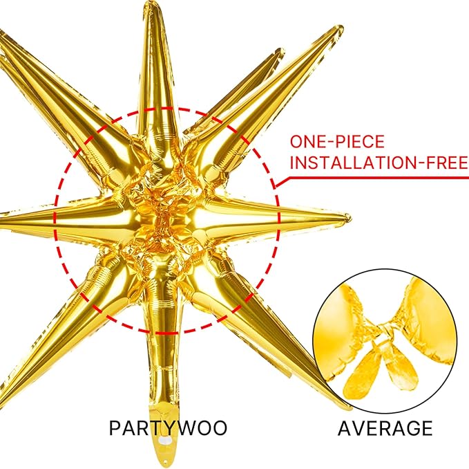 PartyWoo Black and Gold Balloon Arch Kit Garland 140pcs Different Sizes of 18 12 10 5 Inch Black Metallic Gold Confetti 22 Inch Star Balloons for Graduation Birthday New Year's Eve Party Decorations