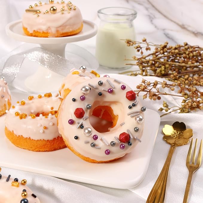 Sprinkles for Cake Decorating, Cupcake, Cookies, Ice Cream Topper, 6 Packs Gold Pearls, Silver Luxury of assorted Sprinkles for Cake Baking, Perfect For Birthdays, Wedding