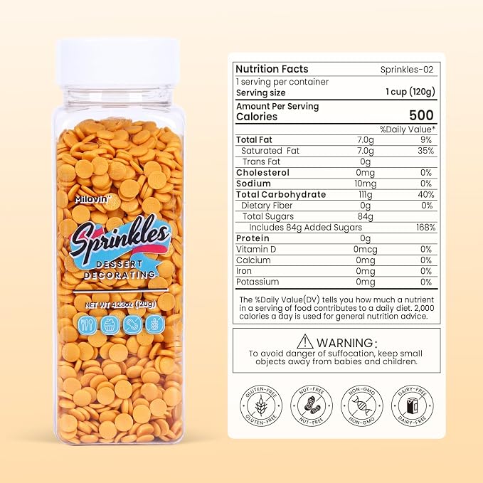 Gold Sprinkles, Confetti Sprinkles, Gold Round sprinkle for Cake Decorating, Cupcakes, Cookies, Macarons, Ice Cream, Perfect for Birthdays, Graduations, Anniversaries, Parties(120g/4.23oz)