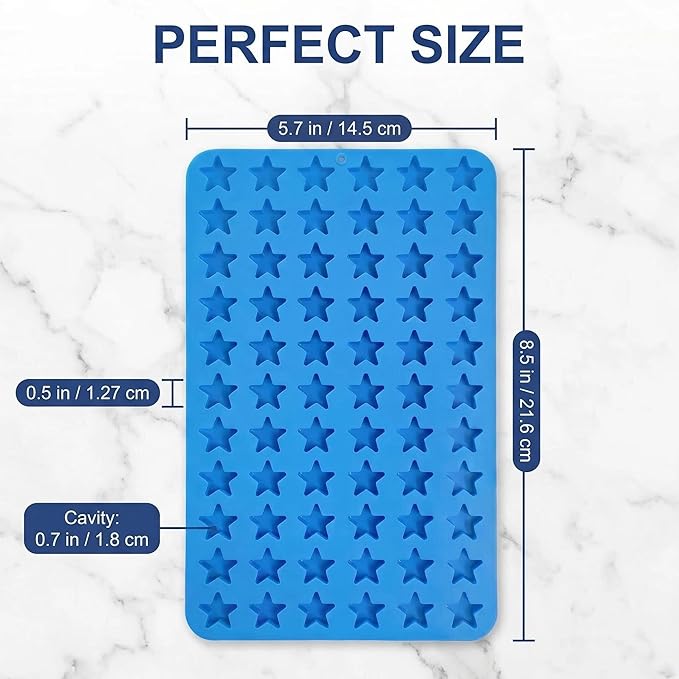 Star Silicone Candy Molds - 240 Cavity Mold Set with Droppers, 2-Pack Circle Molds for Gummies, Chocolate, Hard Candy, Caramels, Ice Cubes, BPA Free Non-Stick Baking Molds