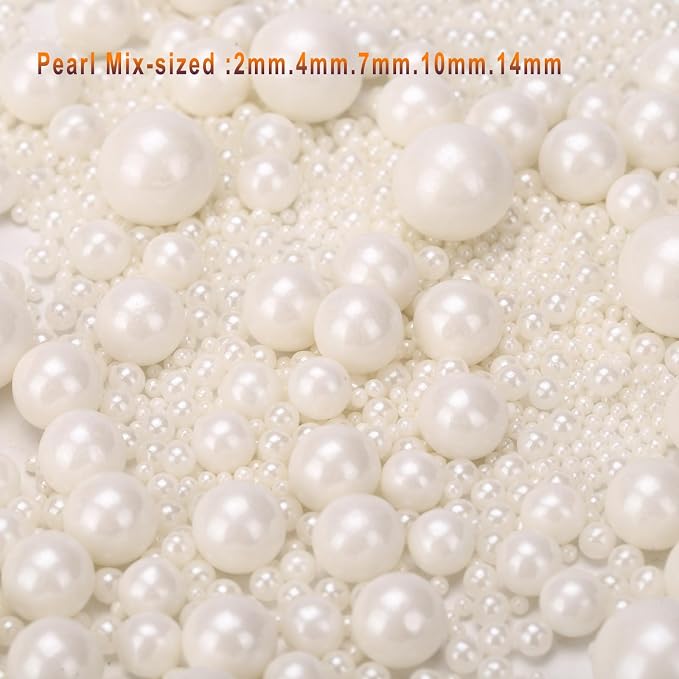 QuirkTech Pearl Sprinkles Mix-sized, 1.1Lb/500g White Edible Pearls for Cake Decorating, Ice Cream Topping Cupcake Toppers Cookie Wedding Shower Party