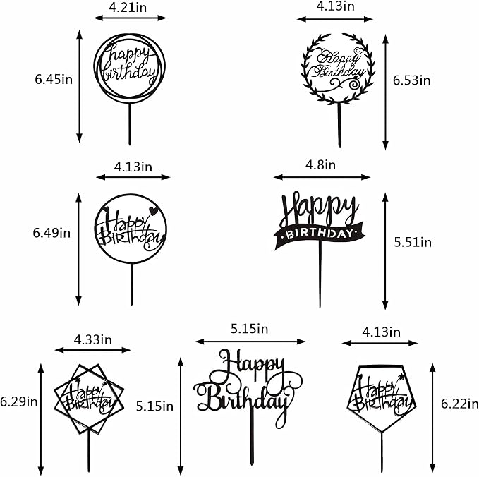 Acrylic Happy Birthday Cake Topper Birthday Cupcake Topper Cake Pick Decorations for Birthday Party Cake Desserts Pastries 4 Colors 7 Styles