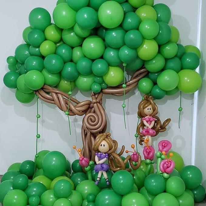 Voircoloria 130pcs Green Balloons Different Sizes 18" 12" 10" 5" Party Latex Balloons for Birthday Dinosaur Baby Shower St. Patrick's Day Summer Jungle Forest Safari Party Decorations