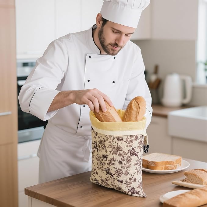 Western Reusable Beeswax Bread Bags for Homemade Bread & Sourdough, 2-Pack XL Airtight Food Storage Bags, Organic Cotton Linen Covers - Freezer-Friendly Freshness Preservation Keeps Fresh Longer