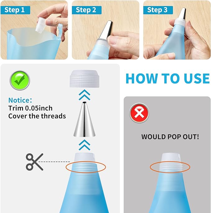 Reusable Decorating Set: Piping Bags, Tips, Couplers & More by Kasmoire