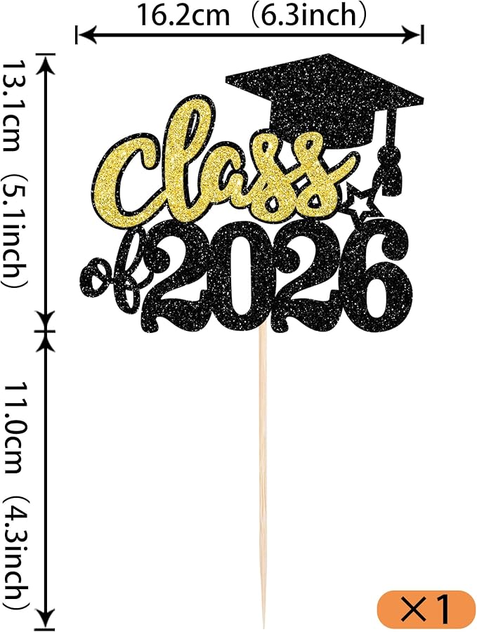 1 Pack 2026 Graduation Cake Topper Glitter Grad Cap Diploma 2026 Senior Graduation Cake Pick for 2026 School Theme Party Cupcake Decoration Supplies Green Black
