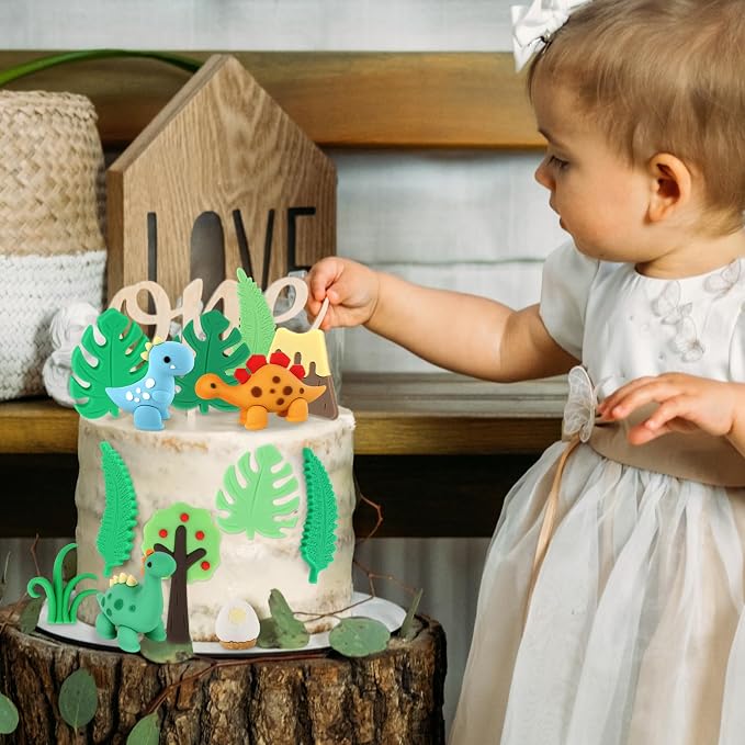 Dinosaur Cake Decorations 17PCS Dinosaur Cake Toppers for Dino Themed Party Decoration Birthday Party Decorations