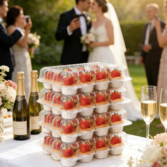 20 Pack Plastic Cupcake Containers,Disposable Cupcake Boxes 12 Count with 240 Cupcake Liners,Cupcake Holders with Tall Dome Lid,Cupcake Carriers Suit for for Baking, Parties, Wedding,Gifting