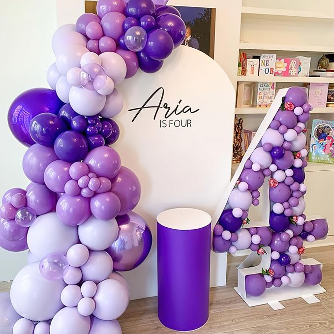 PartyWoo Purple Balloons 140 pcs Different Sizes of 18 12 10 5 Inch Purple Balloon Arch Kit Garland for Birthday Graduation Engagement Wedding Bachelorette Bridal Shower Party Decorations Purple-Y15