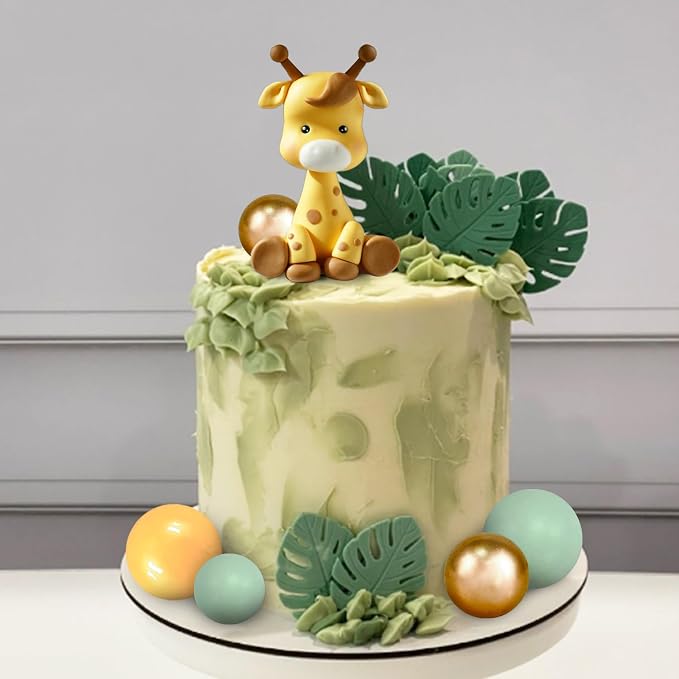 Giraffe Cake Topper with Balls Cake Decorations for Wild Animals Themed Birthday Baby Shower Party Supplies (STYLE 2)