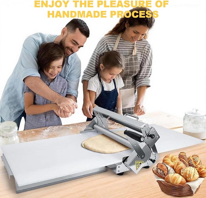 Folding Dough Sheeter with Sheeter Boards, Stainless Steel, Adjustable Thickness, Manual Dough Roller Machine, for Pizza, Croissants, Pastry & Fondant Table Top Design B
