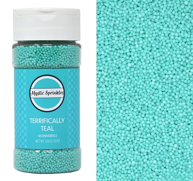 Mystic Sprinkles Solid Color Nonpareils 3.8oz Bottle (Terrifically Teal)