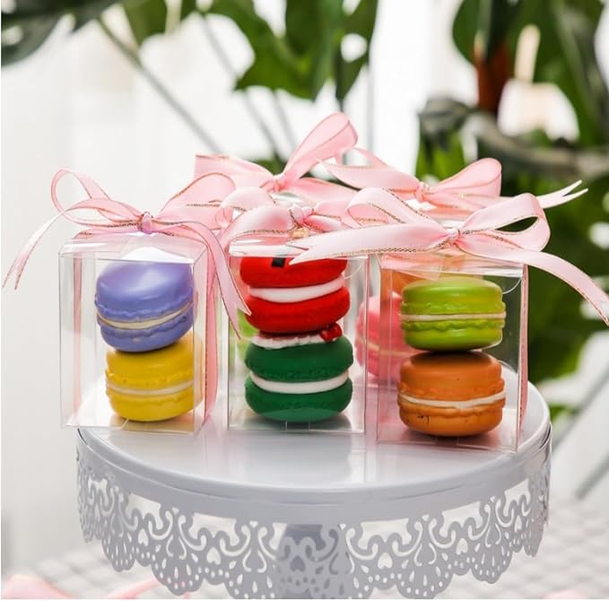TEMLQPACK 100 Pack 2x2x2 Inch Plasric Clear Macaron Boxes, Treat Boxes, Chocolate Truffle Boxes, Bakery Boxes For Dessert Candy Cookies Mini Cupcake Packaging Christmas Wedding Favors, Baby Shower
