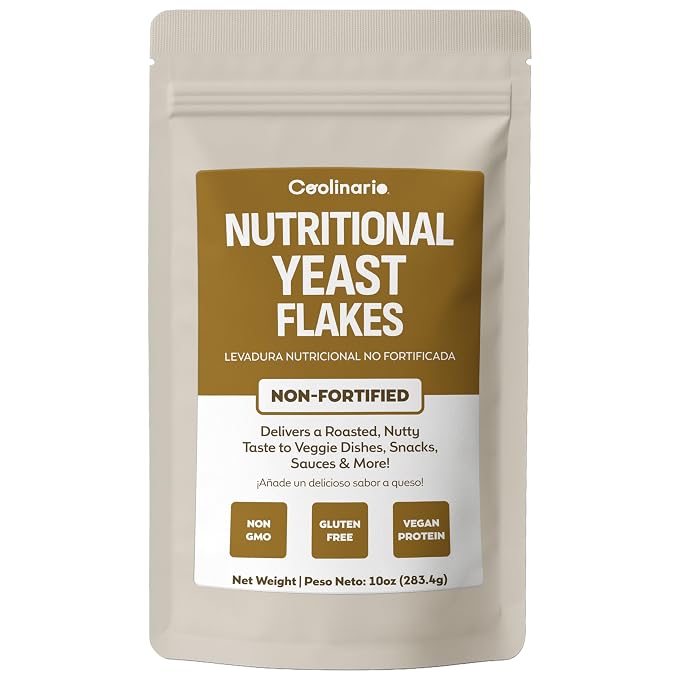 Coolinario Nutritional Yeast Flakes, Non Fortified (10 OZ) Vegan Seasoning | Roasted, Nutty Flavor, Rich in Protein, Fiber & Minerals, Ideal for Snacks, Sauces & Dressings, Gluten-Free, Unfortified