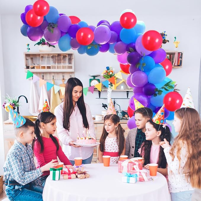 Blue and Purple Balloon Garland Kit, 103 PCS Arch Kit With Dark Light Blue Light Purple Balloons, Lilac and Colorful for Kids Girls Birthday Carvinal Theme Party