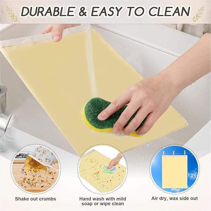 Beeswax Bread Bags for Sourdough, 2 Pack Reusable Bread Bag for Storage XL 17x13 Inch, Large Canvas Lined Bags for Homemade Sourdough - Keep Fresh, Freezer Safe