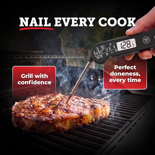 Lightyear Meat Thermometer | Instant Read Cooking Thermometer for Grilling, Roasting & BBQ, Built-in Magnet, IP65 Waterproof, Food-Grade Stainless Steel Temperature Probe
