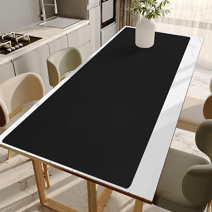 Large Silicone Mat for Kitchen Counter, 20" x 80" Cuttable Heat Resistant Mats for Countertop, Suitable for Kitchen Counter, Dining Tables, Desks, Buffet Cabinet, etc. Skin-Friendly Material, Black