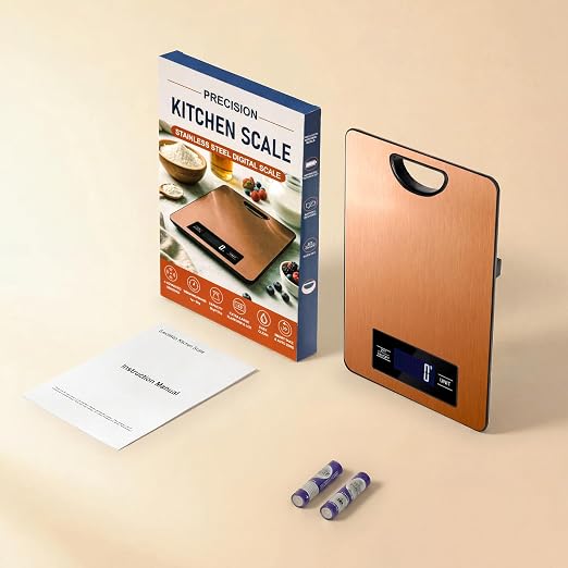 Digital Kitchen Scale & Food Weight Scale with Hang Loop, 11lb Baking Scale for Home and Kitchen, Precise Scales with Grams and Ounces, Stainless Steel (Rose Gold)
