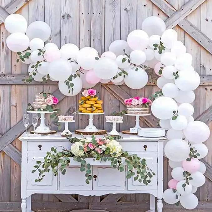 KAWKALSH White Balloon Different Sizes, 111Pcs 18 12 5 Inch Matte White Latex Balloon Arch Kit Garland for Wedding Bridal Graduation Baby Shower Birthday Party Decorations