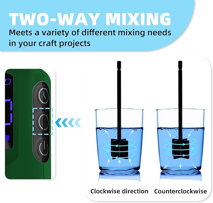 Mlife Upgraded Resin Mixer, Epoxy Resin Electric Stirrer, Paint Mixer & Timed Epoxy Resin Mixer for Epoxy Resin,Silicone Mixing, Resin Molds, DIY Crafts, Epoxy Resin Kit, with Mixer Stand(Dark-Green)