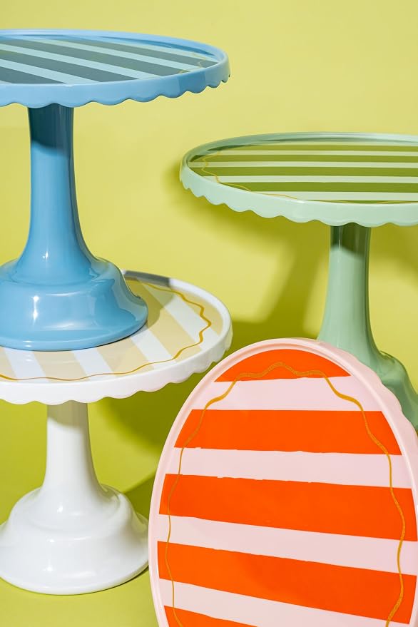 Light Green/Dark Green Stripe Cake Stand for Celebrations by Emergency Confetti – Charming Tiered Display for Desserts at Birthdays Weddings & Gatherings – For Sturdy Stylish & Thoughtful Presentation