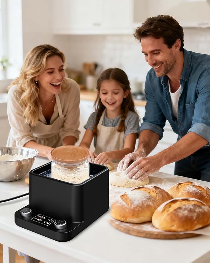 MYMULIKE Sourdough Starter Warmer - Water Bath Warming with Timer and Precise 1°F Control (70-104°F), Even Heating, Improve Fermentation Success Rate, Ideal for Yeast Cultivation & Home Baking