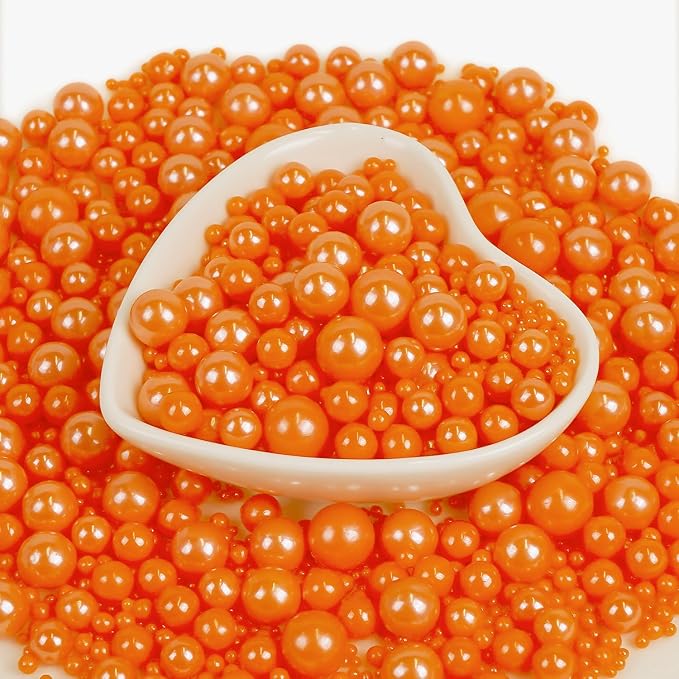 Edible Orange Sprinkles for Cake Decorating, Edible Pearl Sugar Sprinkles, Cake Cookie Decorations, Cupcake Ice Cream Toppings, Wedding Party Halloween Supplies, 180g/6.35oz Mix Size