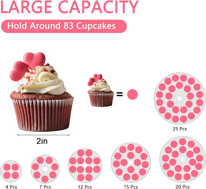Cupcake Stand for 80 cupcakes, Acrylic, Large, Round, 6 Tier, Easy Assembly, Clear, for Wedding,Birthday, Party, Baby Shower