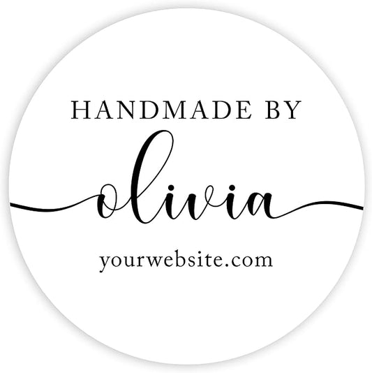 Andaz Press Personalized Round Small Business Stickers, 120-pack Custom Handmade by, Name, Website, Handmade Stickers for Packaging, Custom Candle Labels, Personalized Baking Stickers Labels