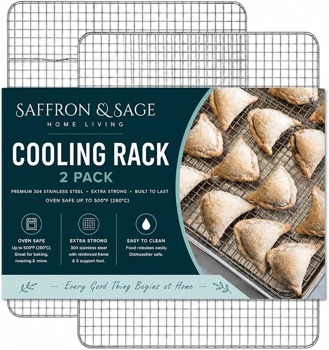 Cookie Cooling Rack Pack of 2, Heavy Duty Stainless Steel Cooling Racks for Cooking and Baking, 11.8 x 16.8 x 1 Inch, Dishwasher Safe, Rust Resistant, Fits Half Sheet Pan